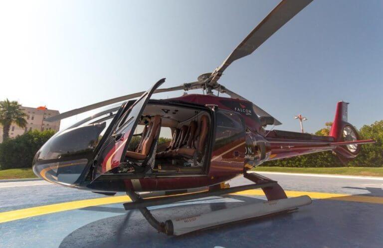 Helicopter stands at helipad